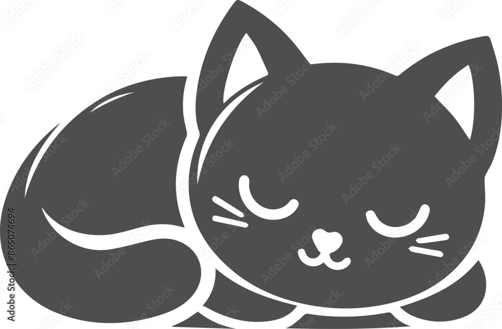 A cute Cat sleeping vector, silhouette. A sleeping cute Cat vector, silhouette 