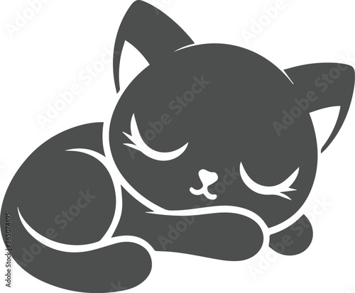 A cute Cat sleeping vector, silhouette. A sleeping cute Cat vector, silhouette 