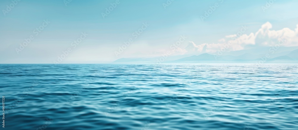 Blue sea with empty horizon and blurred foreground Blue sea with empty horizon and blurred foreground