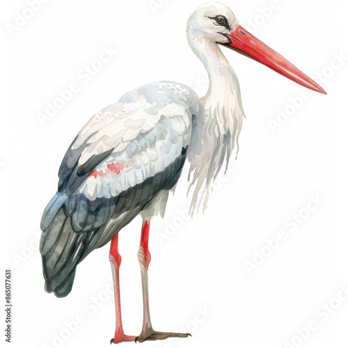 Graceful Stork in Elegant Watercolor Art photo