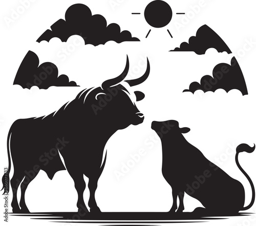 Cow design silhouette vector art work EPS file, Generator AI