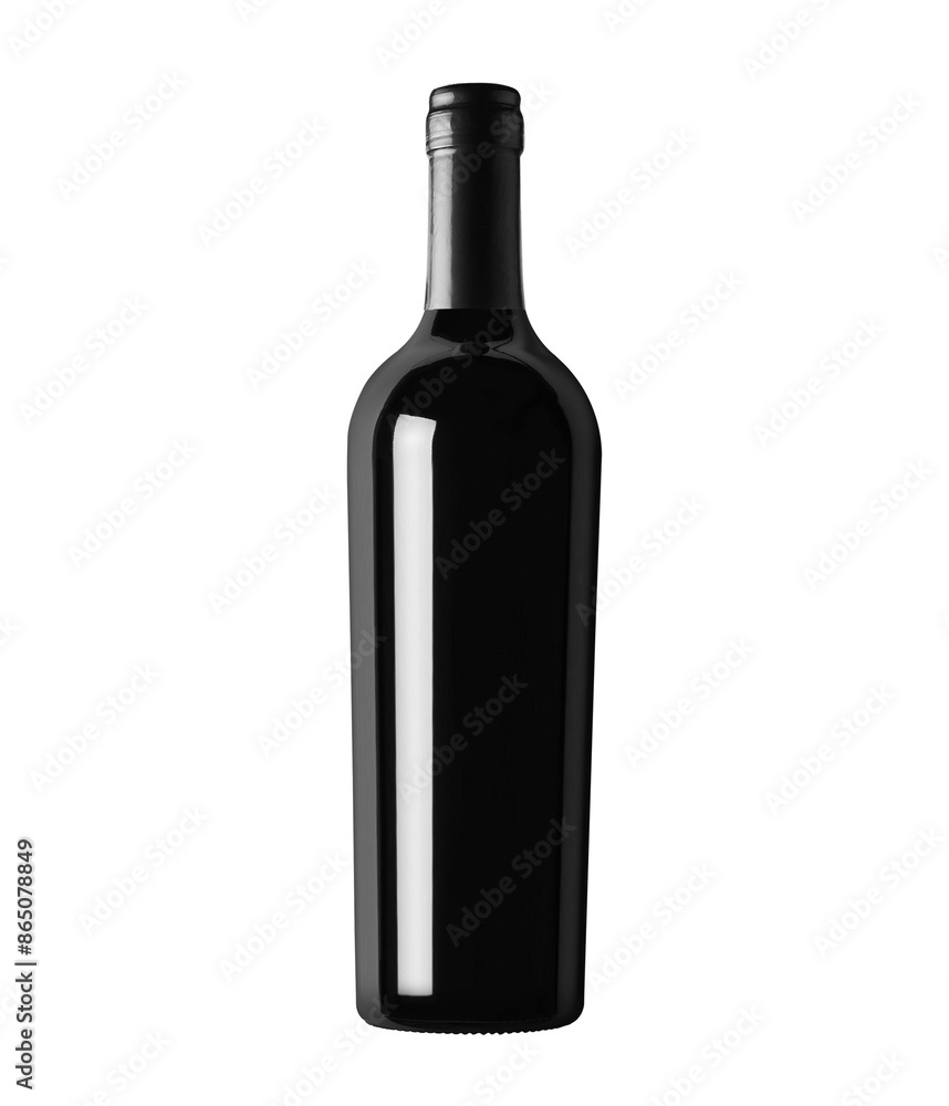 Front view black wine bottle, whiskey, cognac, brandy beer bottle isolated on white background, mockup, blank, plain Front view black wine bottle, whiskey, cognac, brandy beer bottle isolated on white background, mockup, blank, plain