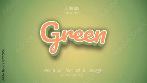 Editable style text effect - Green retro style effect