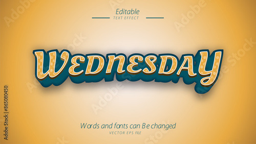 Editable style text effect - Tuesday retro style effect