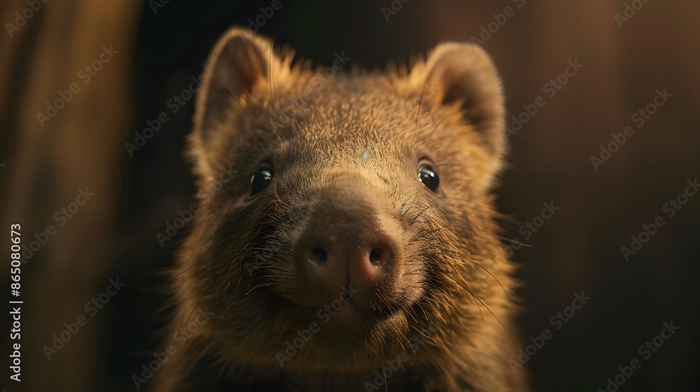 Fototapeta premium wombat portrait of wild australian animal, isolated on white background. 
