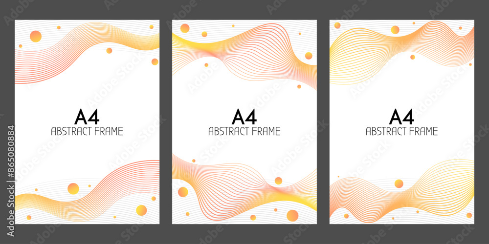 Fotografia Abstract blend lines and rounds frames for vertical A4 forms