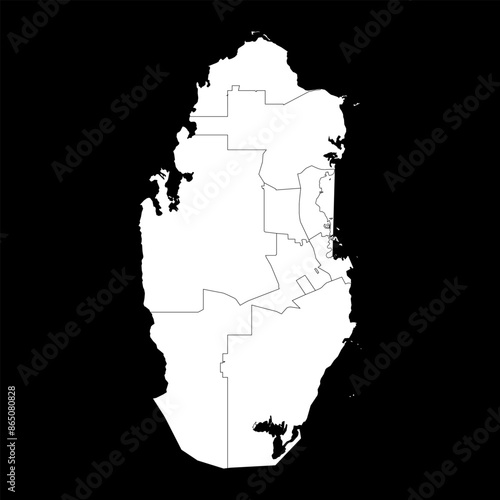 Map of the administrative divisions of the country of Qatar. Vector illustration.