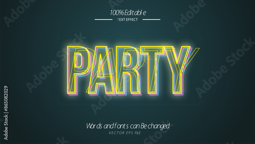 Editable style text effect - Neon Party style effect