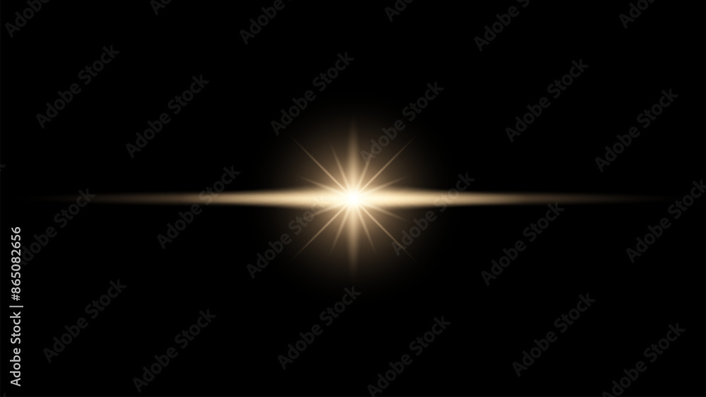 Sunrise special effect. Vector lens flare light, warm sun rays flash, glow star burst, shiny sun glare, yellow sunlight on black background. Sunrise special effect. Vector lens flare light, warm sun rays flash, glow star burst, shiny sun glare, yellow sunlight on black background.