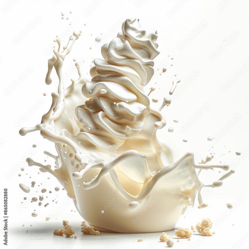 Vanilla ice cream or yogurt splash isolated on white background Vanilla ice cream or yogurt splash isolated on white background