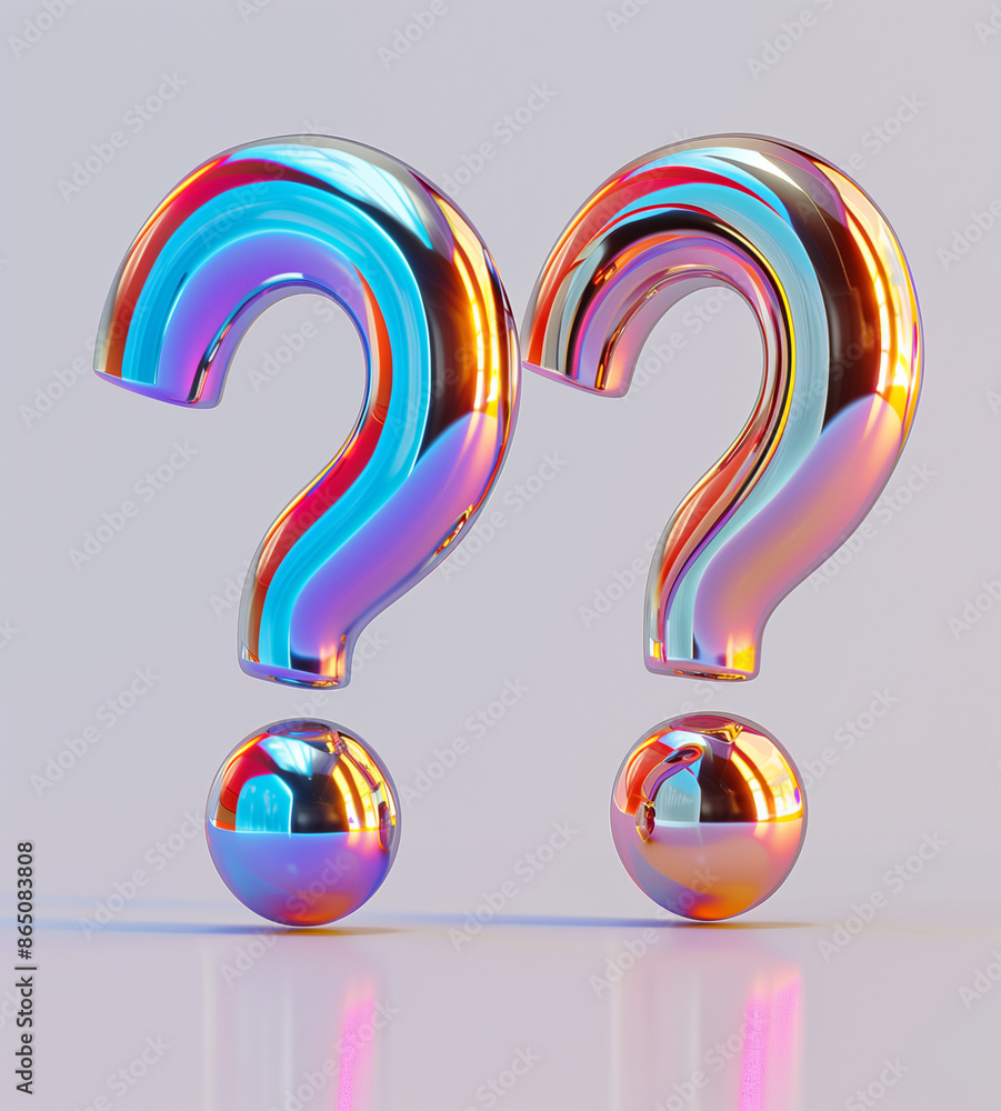 question mark with rainbow color, 3d question icon