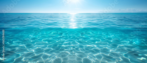 Crystal clear water with sunlight reflecting on its surface, serene and refreshing, nature wallpaper