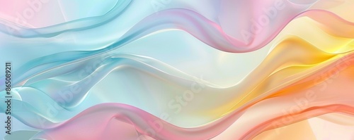 Colorful abstract background with flowing pastel waves, soft gradient colors, and smooth curves