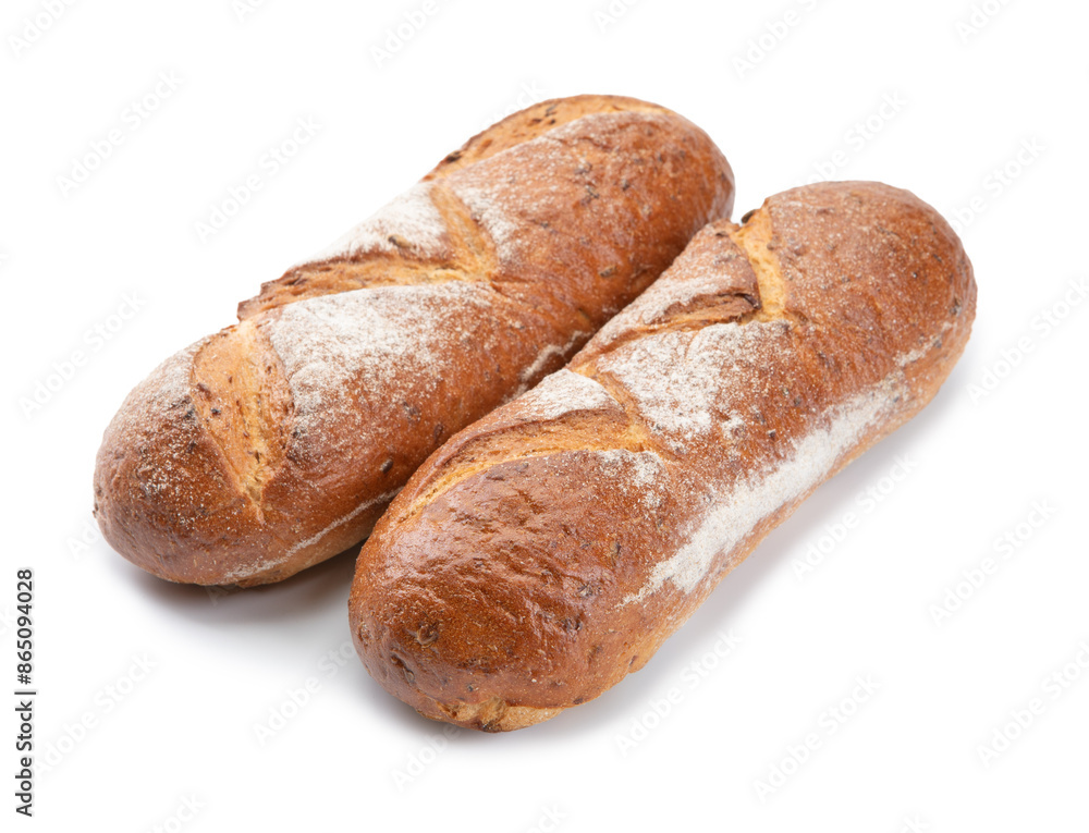 Two loaves of bread with a white background. Isolated on white