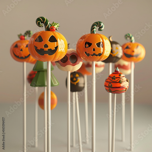 lollipops of the same color but different shades and sizes, aesthetically pleasing manner. Macro photo of a lollipop with multiple layers of flavors. Lollipops designed with seasonal themes photo