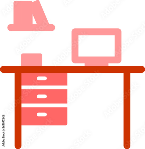 Office Desk Vector Icon