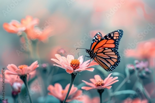 Restful Butterfly On Colorful Flower © rzrstudio