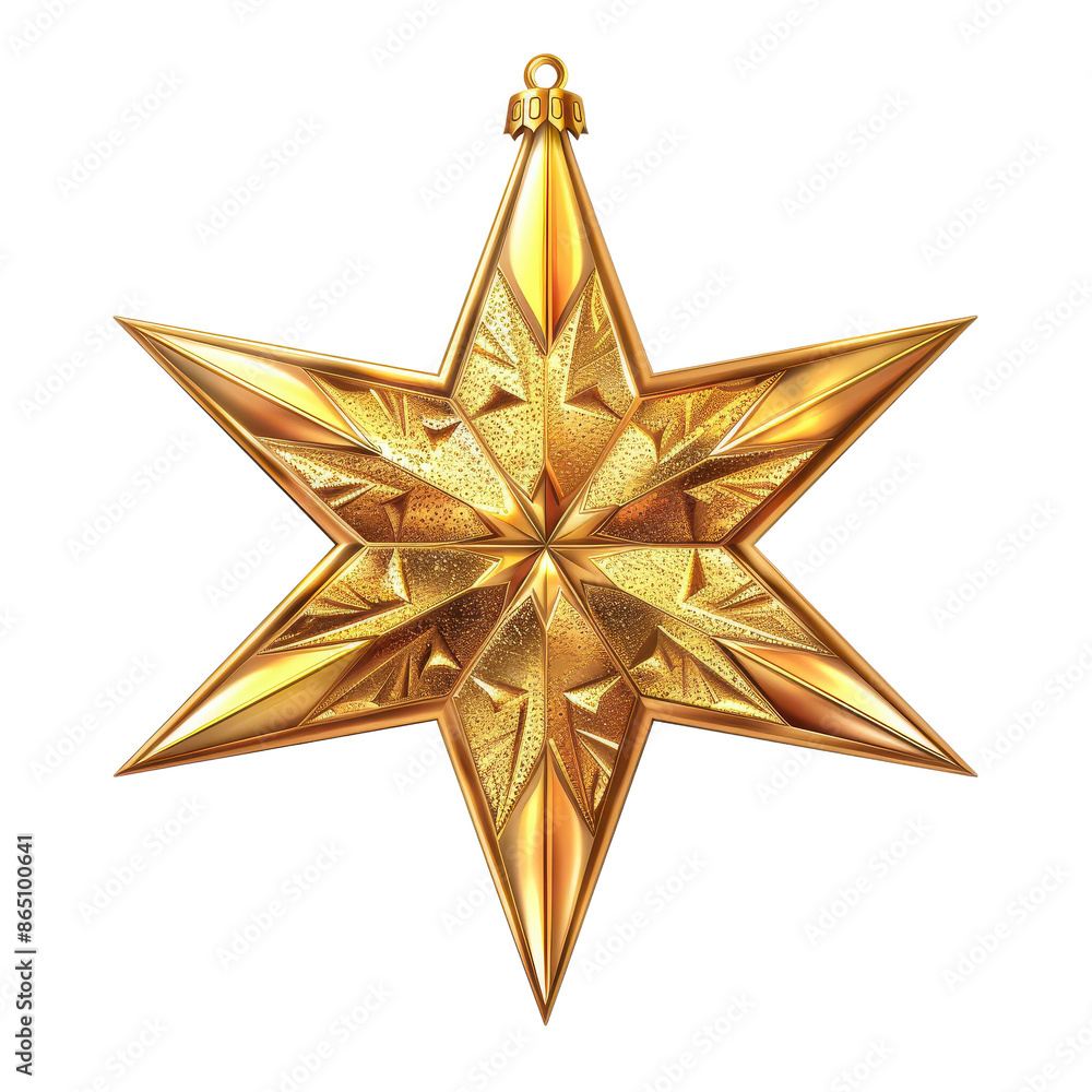 Fototapeta premium Golden Christmas star, essential decoration piece for the festive season.