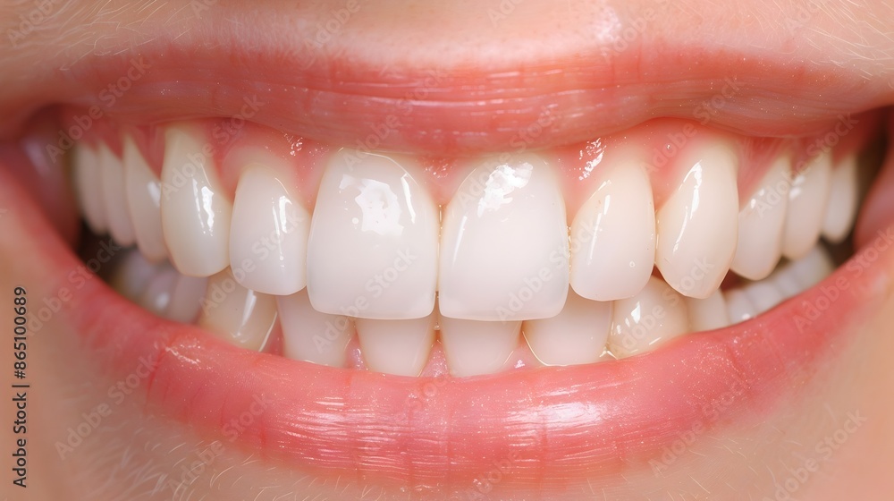 Fototapeta premium Bright Healthy Smile Showing Clean White Teeth in Close Up Shot