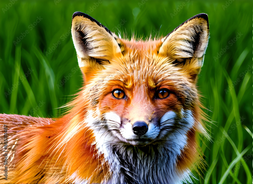 Fototapeta premium 붉은여우 generative ai