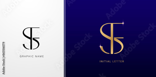 SF or FS initials letters monogram logos symbols for business cards elements, branding company identity, advertisement material golden foil paper, collage print, ads campaign, wedding invitation signs