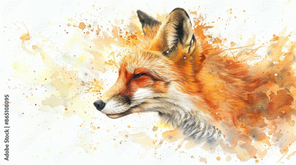 Elegant Fox in Watercolor - Nature's Art Elegant Fox in Watercolor - Nature's Art