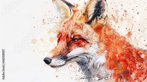 Elegant Fox in Watercolor - Nature's Art photo