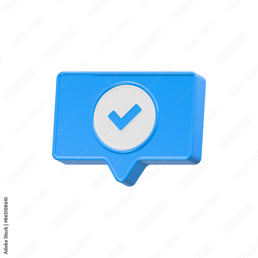 Check mark with bubble chat 3d icon Check mark with bubble chat 3d icon