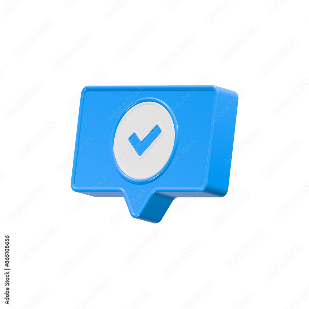 Check mark with bubble chat 3d icon Check mark with bubble chat 3d icon