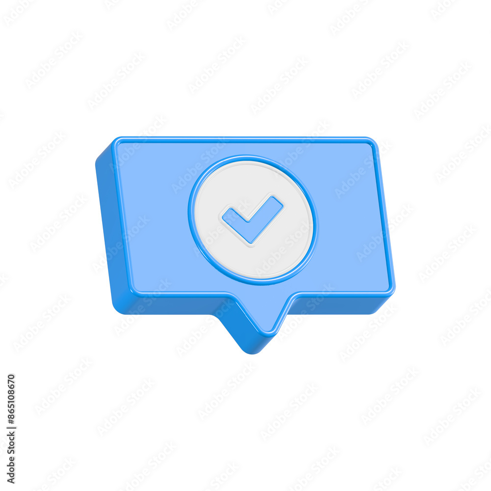 Check mark with bubble chat 3d icon Check mark with bubble chat 3d icon