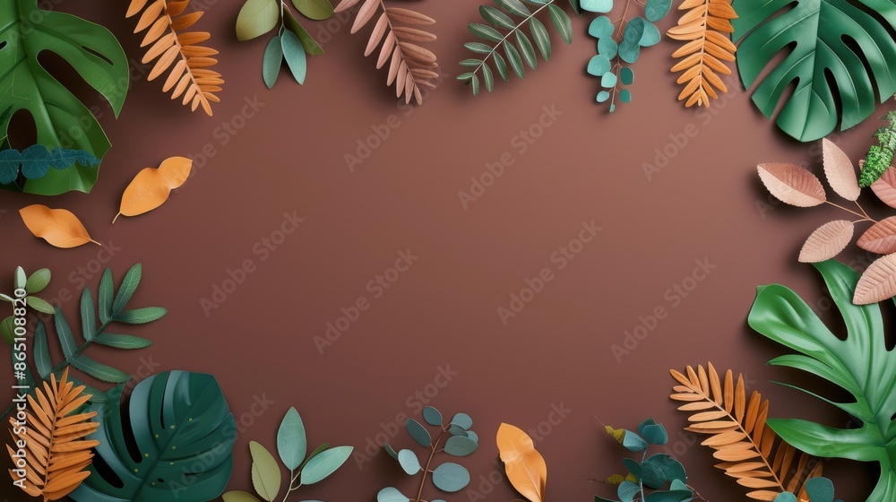 A rich brown foliage border surrounding a minimal, uncluttered space, ideal for creating a natural and sophisticated design. The ample copy space makes it versatile for various uses. A rich brown foliage border surrounding a minimal, uncluttered space, ideal for creating a natural and sophisticated design. The ample copy space makes it versatile for various uses.
