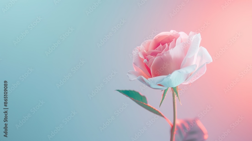 Fototapeta premium A minimalist composition featuring a neon rose border, with soft, blurred edges adding a dreamy and romantic touch. The image provides ample copy space for customization, making it ideal for a