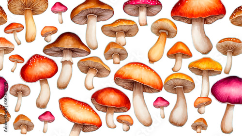 Mushrooms on white background