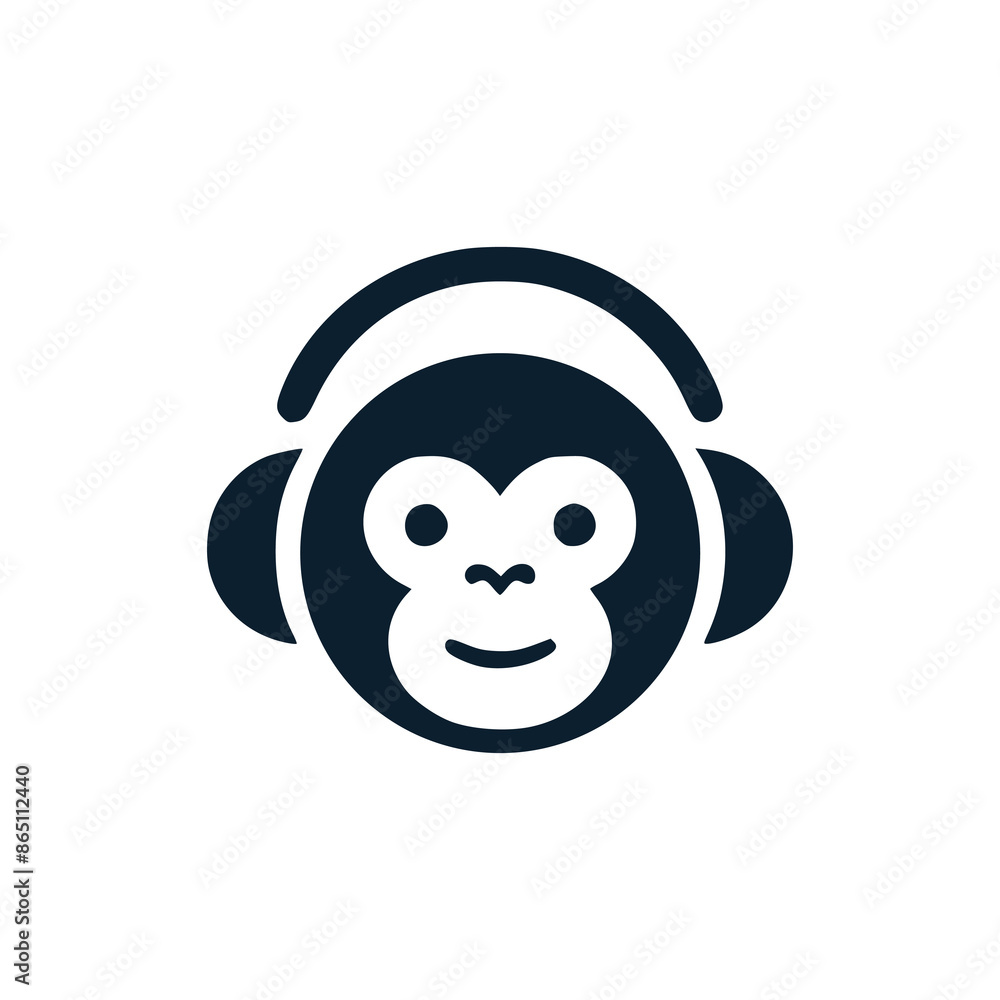 Naklejka premium monkey music logo vector illustration template design