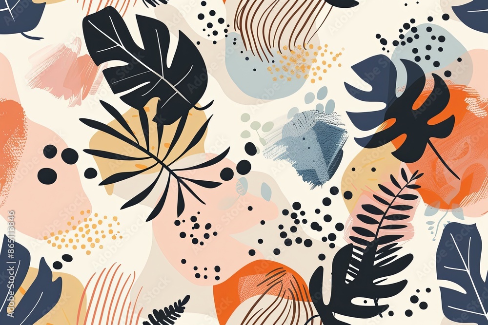 tropical leaves hand drawn doodle style on white background tropical leaves hand drawn doodle style on white background