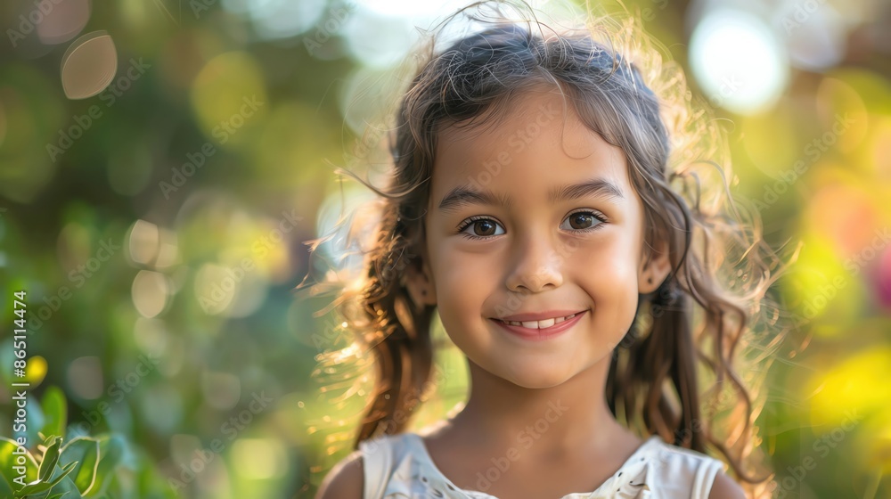 Portrait of a child playing outside for International Children's Day with natural smiles and ample copy space Portrait of a child playing outside for International Children's Day with natural smiles and ample copy space