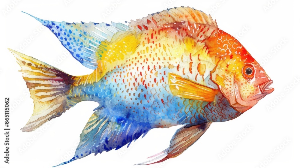 Dynamic Fish in Detailed Watercolor Illustration Dynamic Fish in Detailed Watercolor Illustration