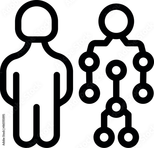 Line art icon of a businessman looking at a multilevel marketing business opportunity