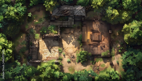 Fantasy map for game rpg, Fantasy rustic battlefield illustration