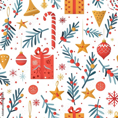 illustration of a xmas seamless pattern. generative ai