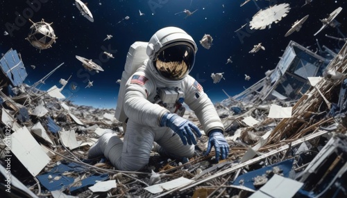 Fototapeta Naklejka Na Ścianę i Meble -  Closeup portrait of an Astronaut