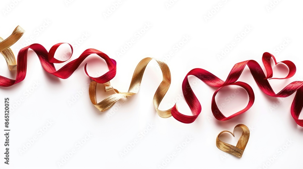 Heart shaped ribbons on a white background Valentine s Day theme Heart shaped ribbons on a white background Valentine s Day theme