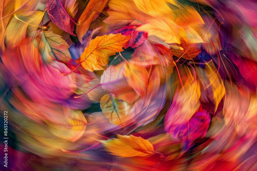 Vibrant swirling autumn leaves with vivid colors of red, orange, yellow, and green creating a dynamic abstract background image. Vibrant swirling autumn leaves with vivid colors of red, orange, yellow, and green creating a dynamic abstract background image.