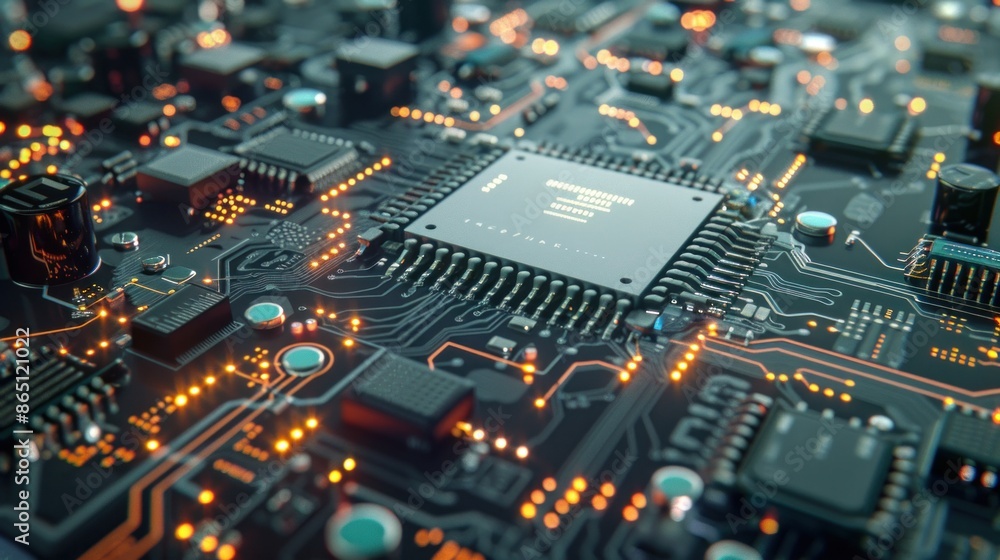 Future technology and electronic circuit board, high-tech engineer in Industry 4.0 Future technology and electronic circuit board, high-tech engineer in Industry 4.0