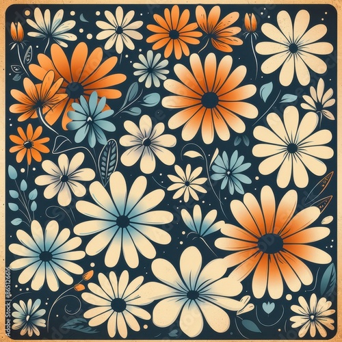 Retro Floral Pattern Design © RGShirtWorks 