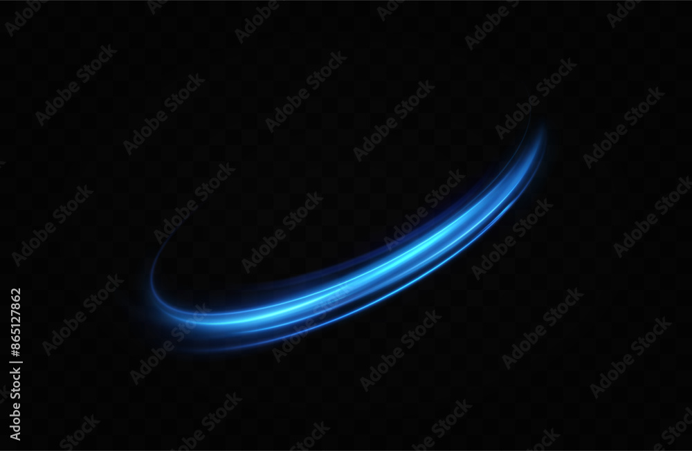 Obraz premium Abstract light lines of speed movement, blue colors.Neon glowing curves.Abstract motion.Neon lines of blue speed. Dynamic traces. 
