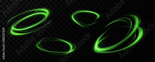 Green neon ring. Glowing circle. Glow effect. Round light frame. abstract light lines of movement and speed. Abstract light lines of movement and speed. light green ellipse.