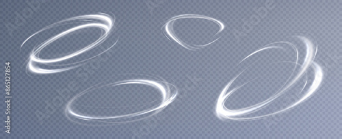 Light white Twirl. Curve light effect of white line. Glowing white spiral. The effect of high-speed abstract lines. Rotating shiny rings.	