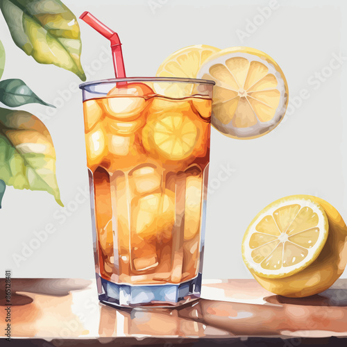 Ice Lemon Tea Ilustration Design Very Cool