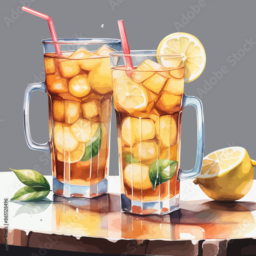 Ice Lemon Tea Ilustration Design Very Cool